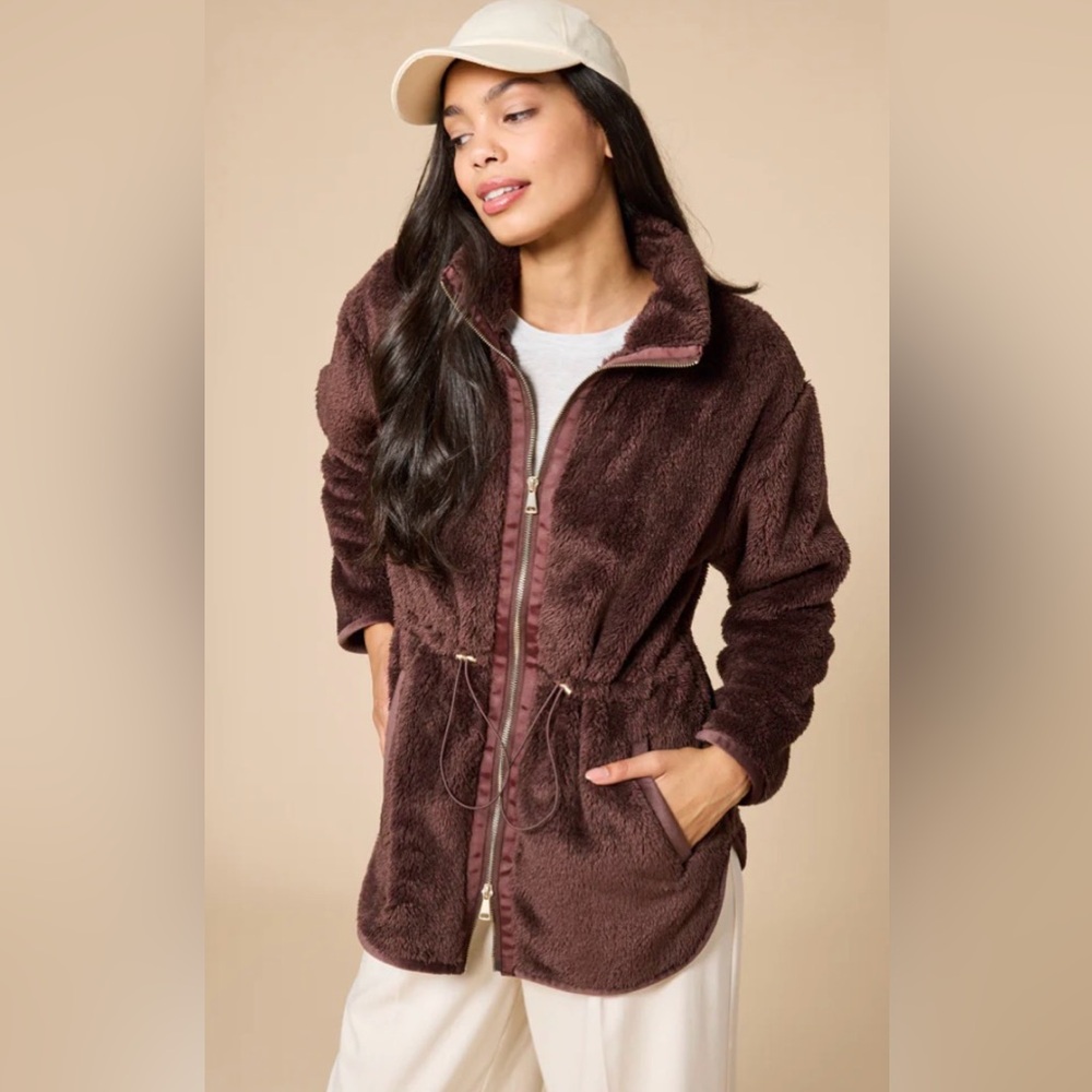 SOFTIES DreamPlush Double Zip Jacket Large, Brown Espresso